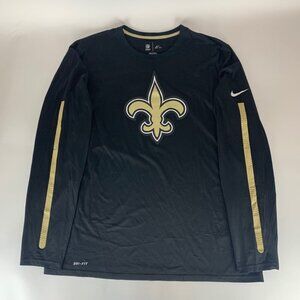 New Orleans Saints NFL Black Nike Dri Fit Short Sleeve Athletic Crewneck Shirt